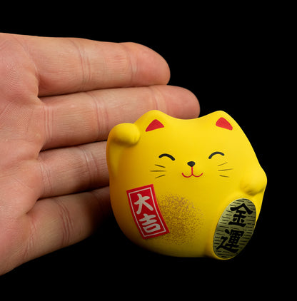 Figurine Maneki-neko Daikichi Jaune – Chat Japonais Fortune 6 cm
