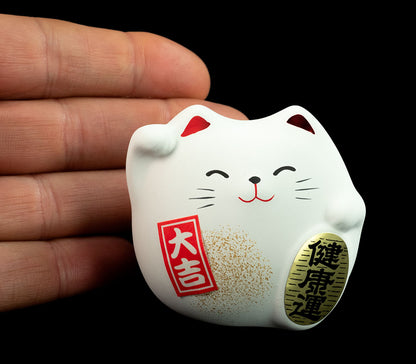 Figurine Maneki-neko Daikichi Blanc – Chat Japonais Fortune 6 cm