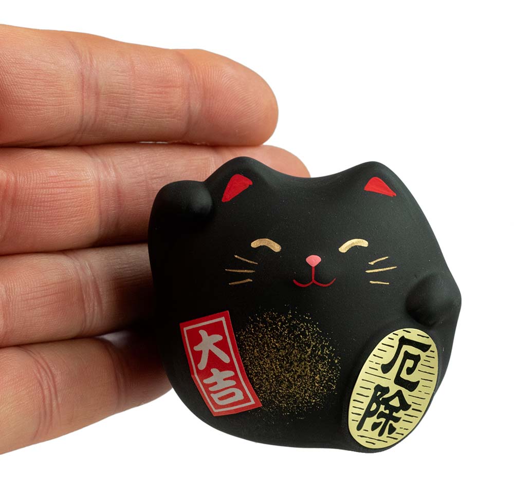 Figurine Maneki-neko Daikichi Noir – Chat Japonais Fortune 6 cm