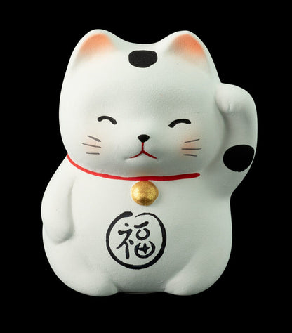 Figurine Maneki-neko Blanc Fuku – Chat Japonais du Bonheur 5 cm