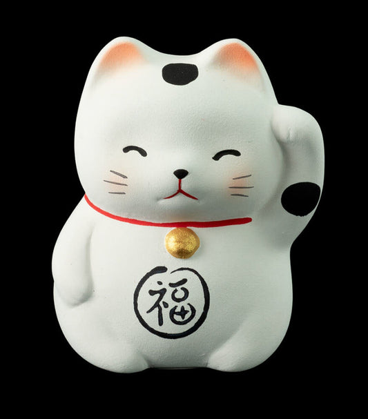 Figurine Maneki-neko Blanc Fuku – Chat Japonais du Bonheur 5 cm