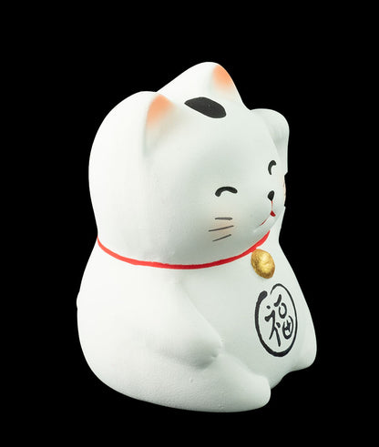 Figurine Maneki-neko Blanc Fuku – Chat Japonais du Bonheur 5 cm