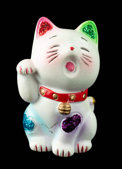 Figurine Maneki Neko Blanc – Mini Chat Japonais en Résine