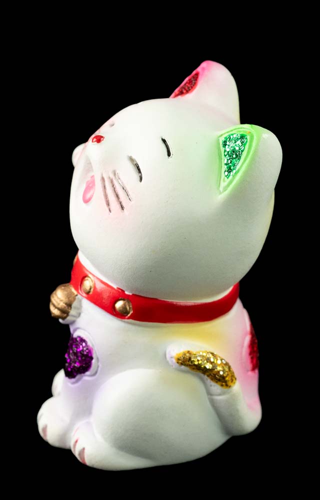 Figurine Maneki Neko Blanc – Mini Chat Japonais en Résine