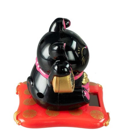 Figurine Maneki Neko Baby Solaire Noir – Chat Chinois Animé 7,5 cm