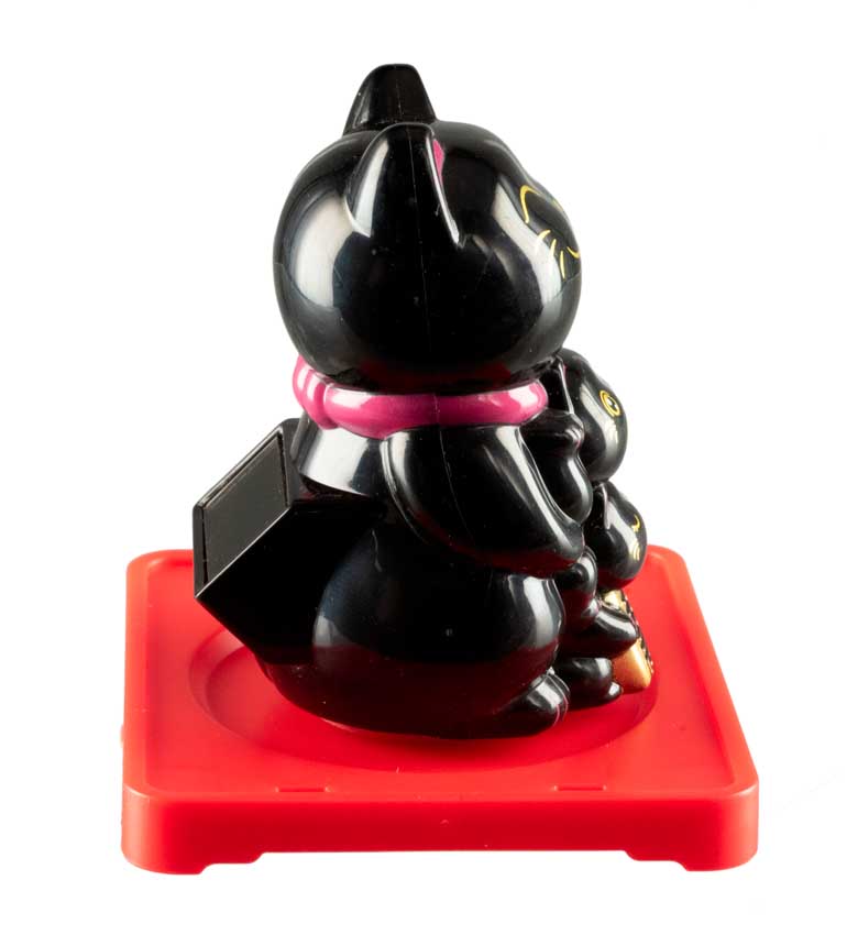 Chat Japonais Maneki Neko Noir Famille de Chats – Figurine Solaire Animée