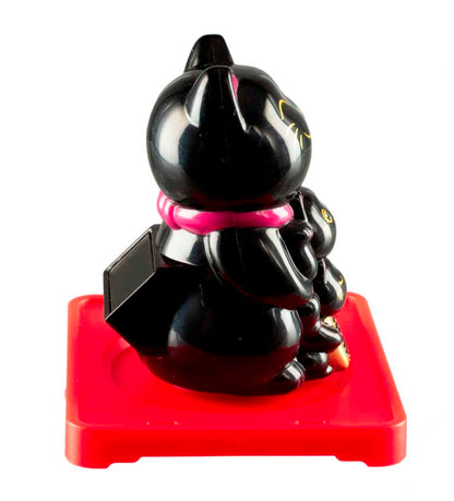 Chat Japonais Maneki Neko Noir Famille de Chats – Figurine Solaire Animée