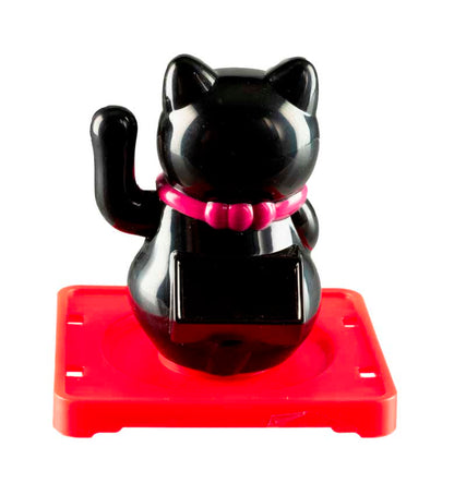 Chat Japonais Maneki Neko Noir Famille de Chats – Figurine Solaire Animée