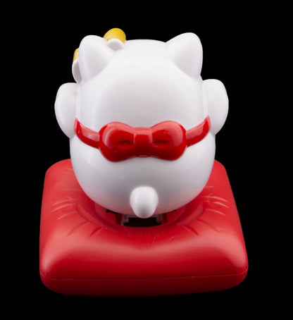 Chat Japonais Maneki Neko Blanc  – Figurine Solaire Animée