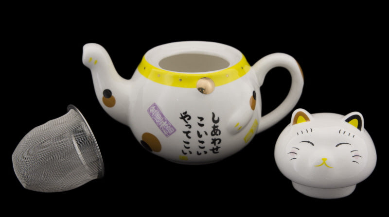 Coffret Service à Thé Maneki Neko Jaune pour 2 Personnes – Théière et Tasses en Céramique