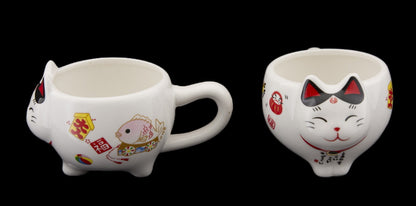 Coffret Service à Thé Maneki Neko Rouge pour 2 Personnes – Théière et Tasses en Céramique