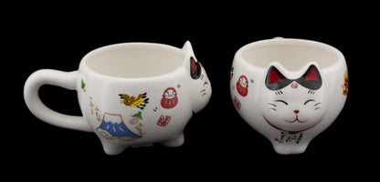 Coffret Service à Thé Maneki Neko Rouge pour 2 Personnes – Théière et Tasses en Céramique