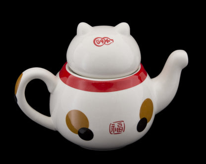 Coffret Service à Thé Maneki Neko Rouge pour 2 Personnes – Théière et Tasses en Céramique