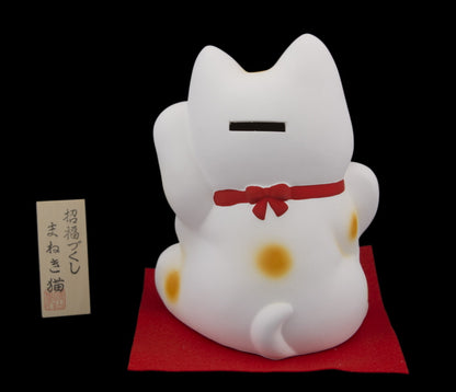 Tirelire Chat Japonais Maneki-Neko Blanc aux 6 Pièces