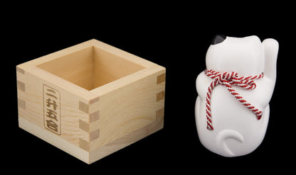 FUKU MASU Chat Japonais Maneki-neko Noir et Blanc – Collection Bonheur 8,8 cm - Figurine