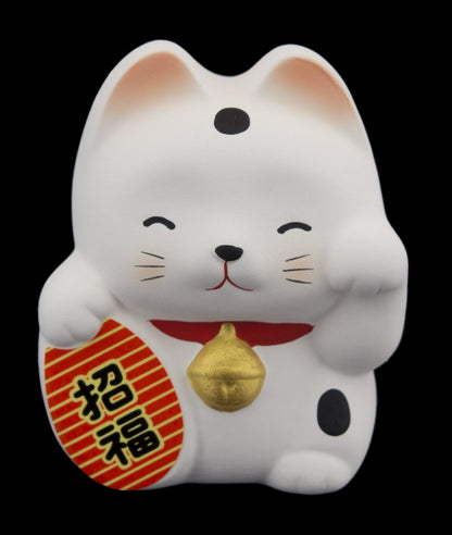 Tirelire Chat Japonais Maneki-Neko Blanc Porte-Bonheur