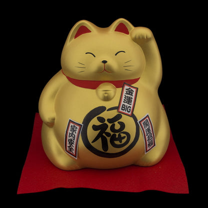 Grande Tirelire Chat Japonais Maneki-Neko en Porcelaine 20 cm