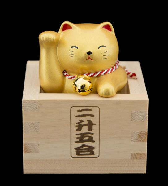 FUKU MASU Chat Japonais Maneki-neko Doré – Collection Bonheur 8,8 cm - Figurine