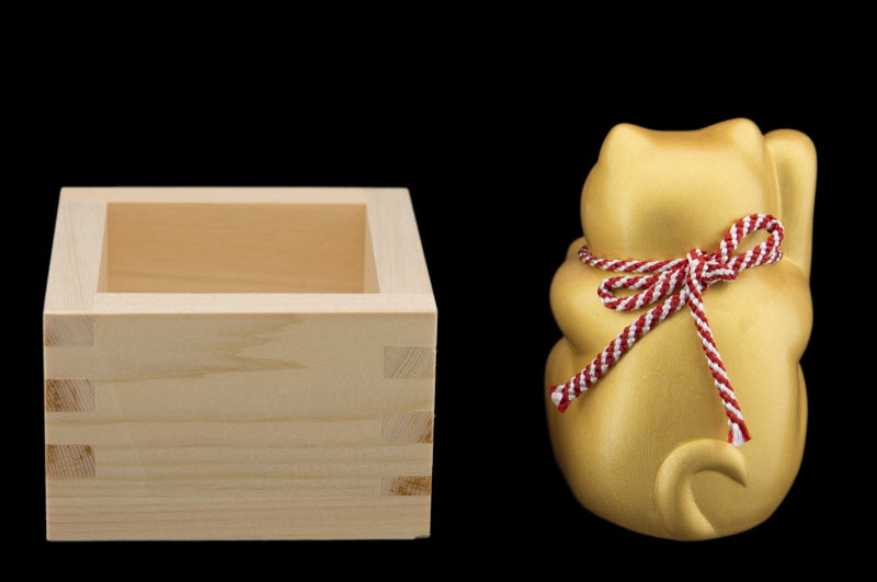 FUKU MASU Chat Japonais Maneki-neko Doré – Collection Bonheur 8,8 cm - Figurine
