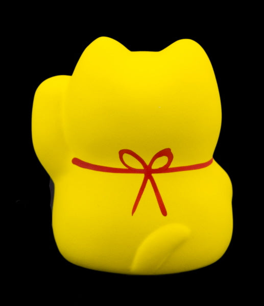 Figurine Maneki-Neko Jaune Fuku en Céramique – Chat Japonais du Bonheur 5 cm