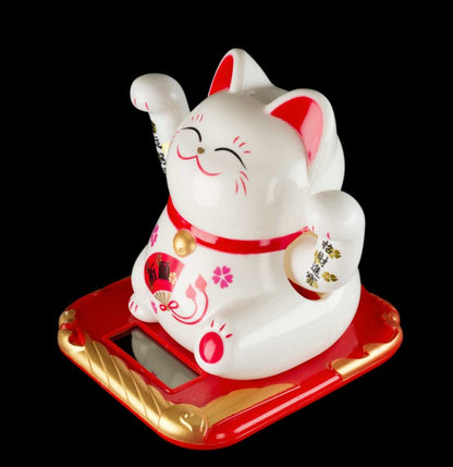 Chat Chinois Maneki Neko – Figurine Solaire Animée 10 cm