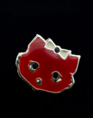 Boucles d'Oreilles Chat Japonais Maneki-Neko Rouge en Argent 925