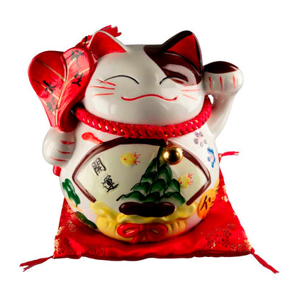 Tirelire Chat Japonais Maneki-Neko Craquelé 19 cm