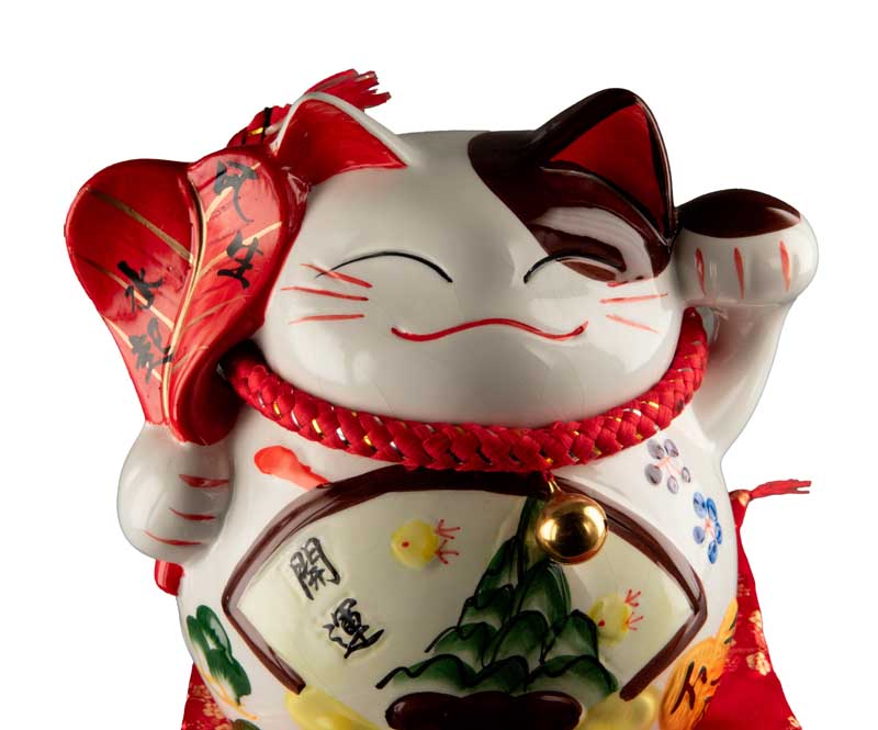 Tirelire Chat Japonais Maneki-Neko Craquelé 19 cm