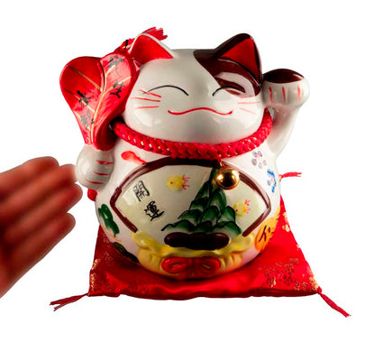 Tirelire Chat Japonais Maneki-Neko Craquelé 19 cm