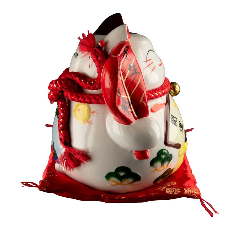 Tirelire Chat Japonais Maneki-Neko Craquelé 19 cm