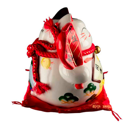 Tirelire Chat Japonais Maneki-Neko Craquelé 19 cm