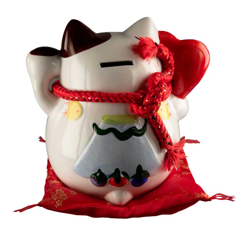 Tirelire Chat Japonais Maneki-Neko Craquelé 19 cm