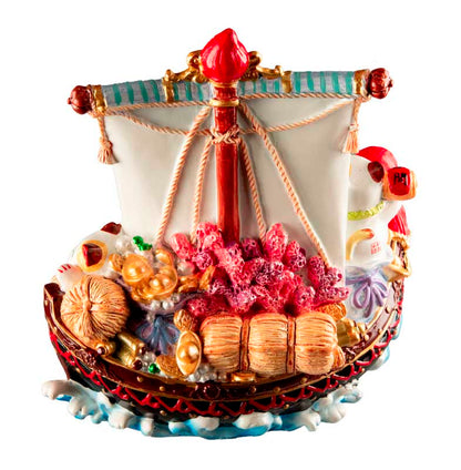 Statue Chat Chanceux Maneki-neko en Bateau – Décoration Japonaise 17,5 cm