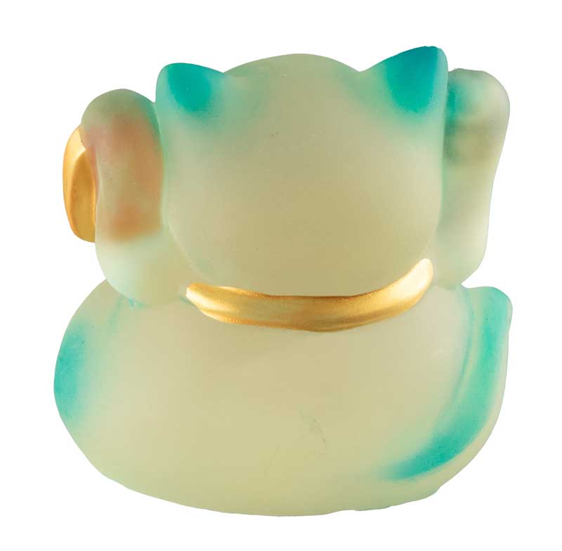 Chat Chanceux Maneki-Neko en Résine Polycristal Bleu – Figurine Décorative Kawaii