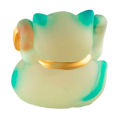 Chat Chanceux Maneki-Neko en Résine Polycristal Bleu – Figurine Décorative Kawaii