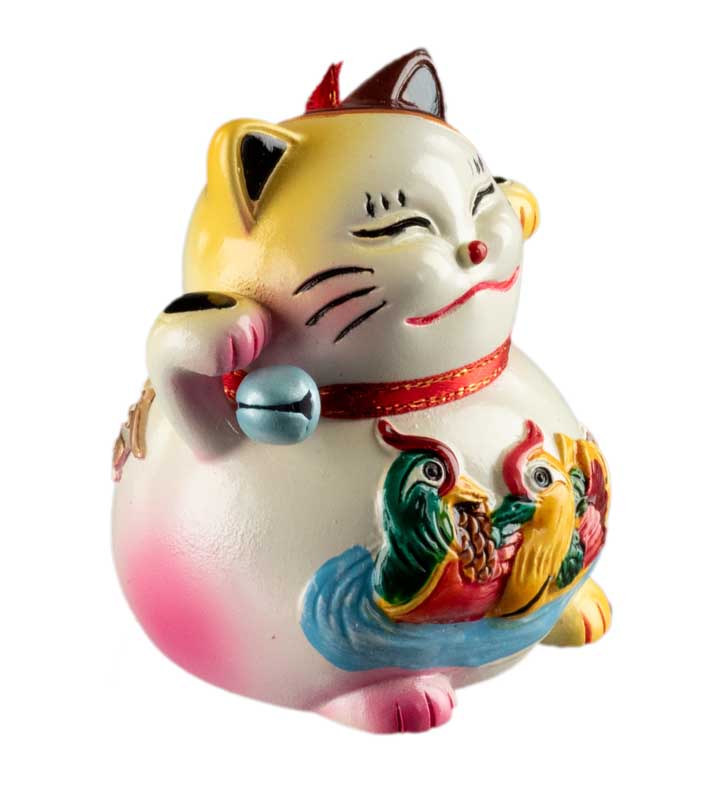 Figurine Chat Bobtail Maneki-Neko et ses Canards en Résine – Décoration Kawaii 6 cm