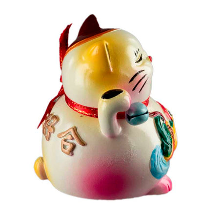 Figurine Chat Bobtail Maneki-Neko et ses Canards en Résine – Décoration Kawaii 6 cm