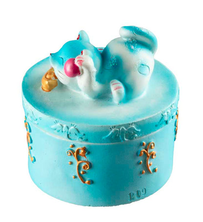 Petite boîte Maneki-Neko Bleu en Résine – Figurine Chat Décoratif