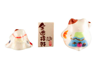 L’Élégance de la Figurine Chat Maneki-neko et son Chaton – Décoration Japonaise 11,5 cm