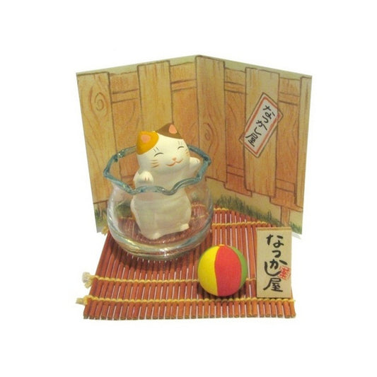 Diorama Chat Japonais Maneki-neko – Jeu de Ballon 4,5 cm - Figurine