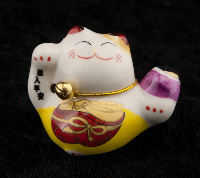 Figurine Chat Japonais Maneki Neko en Céramique – 4,9 cm