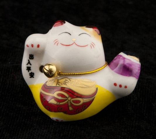 Figurine Chat Japonais Maneki Neko en Céramique – 4,9 cm