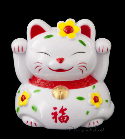 Tirelire Chat Japonais Maneki-Neko Blanc 10 cm