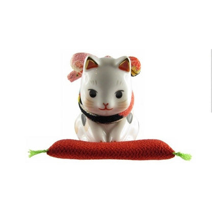 Figurine Chat Japonais Maneki-neko Bobtail Blanc – La Révérence 6,2 cm