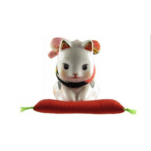Figurine Chat Japonais Maneki-neko Bobtail Blanc – La Révérence 6,2 cm