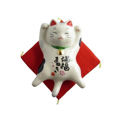 Figurine Chat Japonais Maneki-neko Bobtail Blanc et Noir – Le Satisfait 11,5 cm