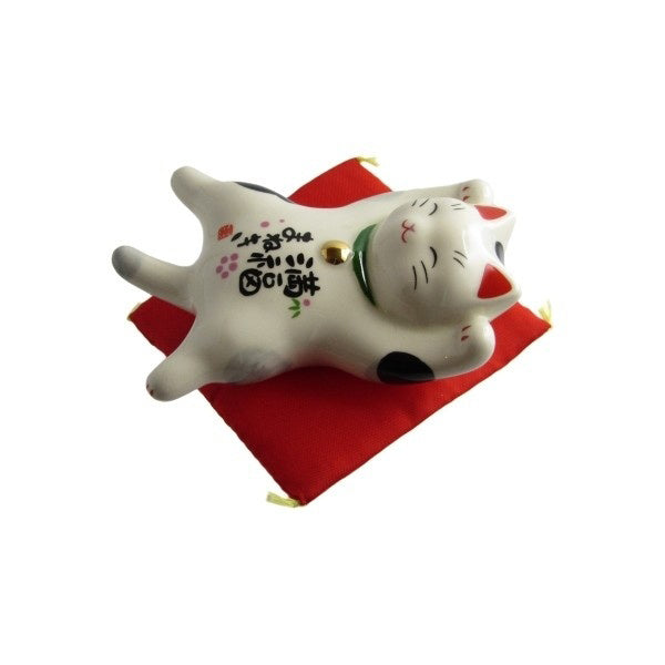 Figurine Chat Japonais Maneki-neko Bobtail Blanc et Noir – Le Satisfait 11,5 cm
