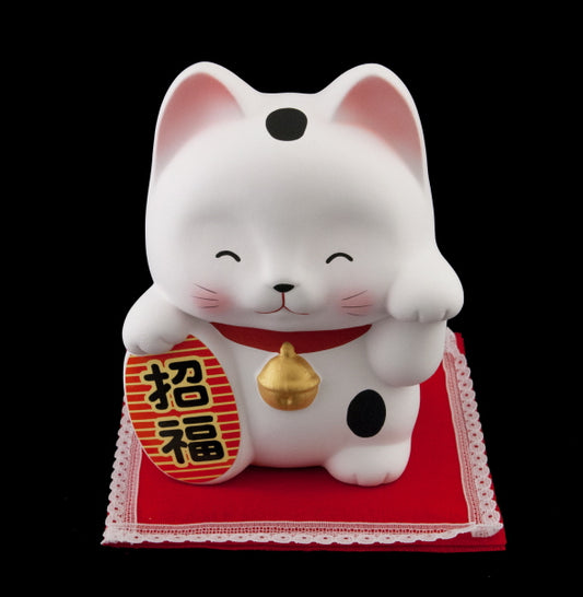 Tirelire Chat Japonais Maneki-Neko Blanche Shōfuku