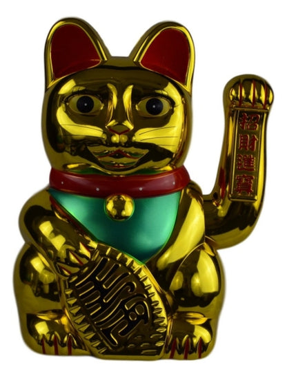 Chat de Prospérité Japonais Maneki Neko Doré – Grande Figurine Animée Électrique 35 cm