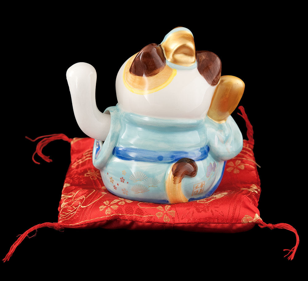 Chat Chinois Maneki Neko en Céramique – Patte Animée à Pile 11,5 cm
